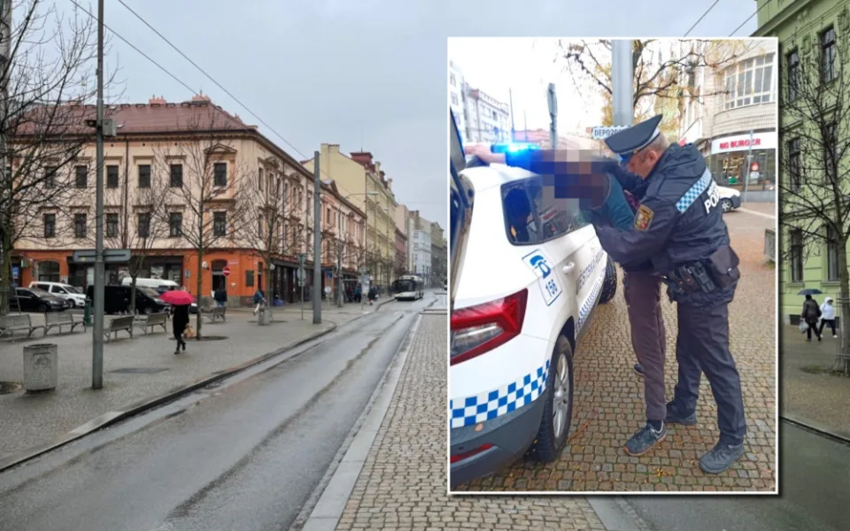 S kuklou na hlavě vyrazil celostátně hledaný mladík na procházku městem, nakráčel rovnou do náruče policie
