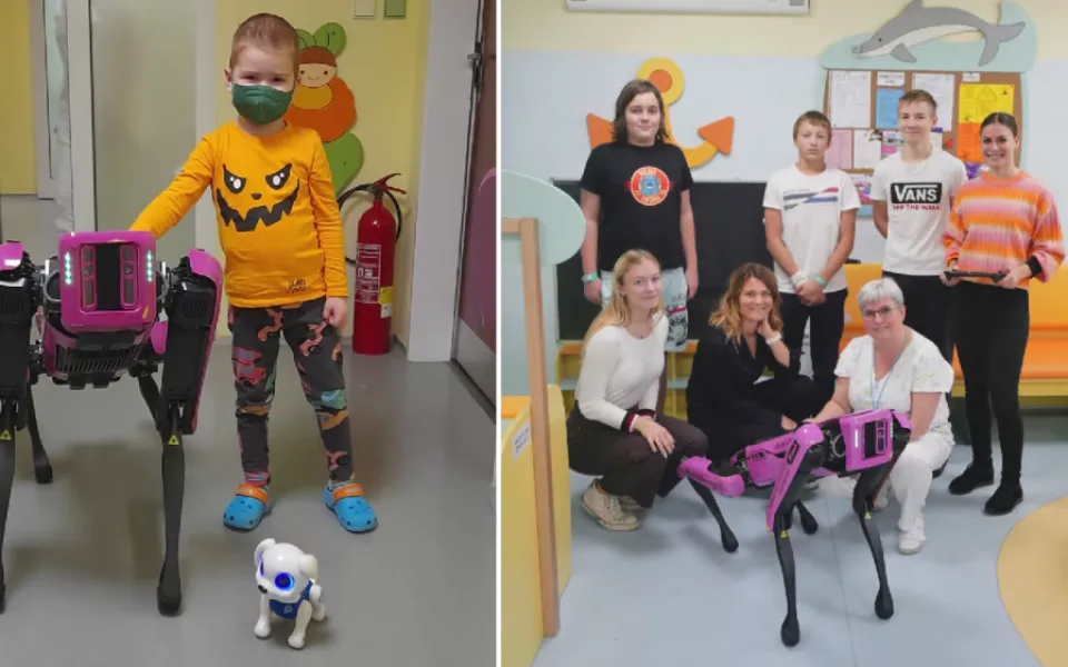 Mezi malými pacienty se proháněl fialový robopes Spot