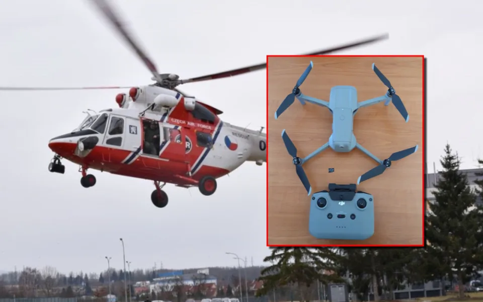 Dron zvědavého stánkaře, který ohrozil záchranářský vrtulník s těžce zraněnou ženou na palubě, získali hasiči