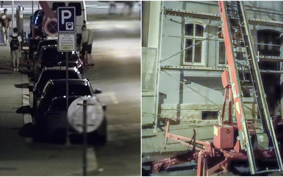 VIDEO: Mladíci obrovsky hazardovali, když se vozili na odstavené výtahové plošině