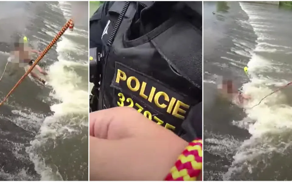 VIDEO: Policisté tahali z řeky prochladlého a vyčerpaného muže, ve vodě byl několik hodin