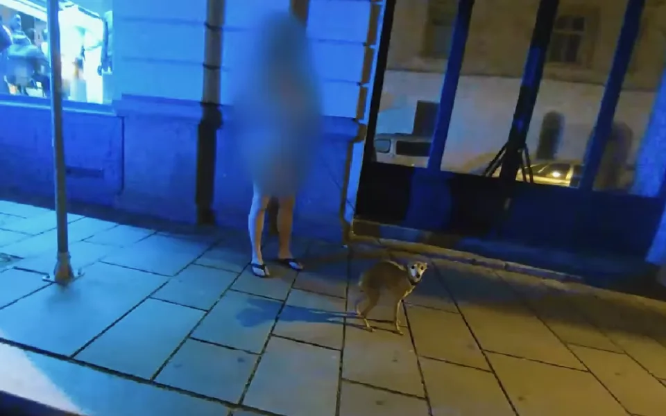 VIDEO: Naháč venčil v centru města chrtíka, srážníkům to beze studu vysvětlil