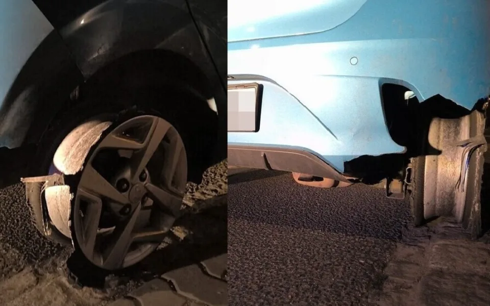 Jiskry sršely za autem, které nad ránem jelo bez pneumatiky po ráfku. Řídila ho žena