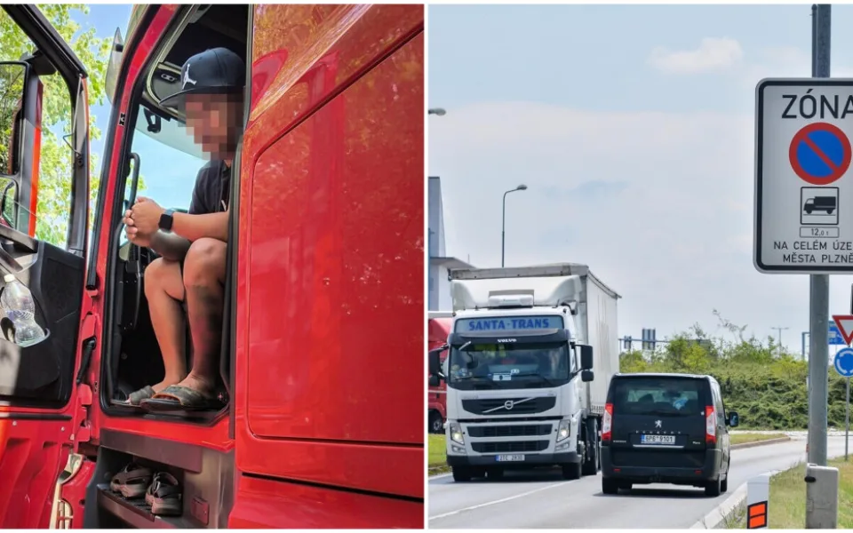 Řidič kamionu měl platný zákaz řízení, navíc porušil pravidlo se zákazem stání ve městě