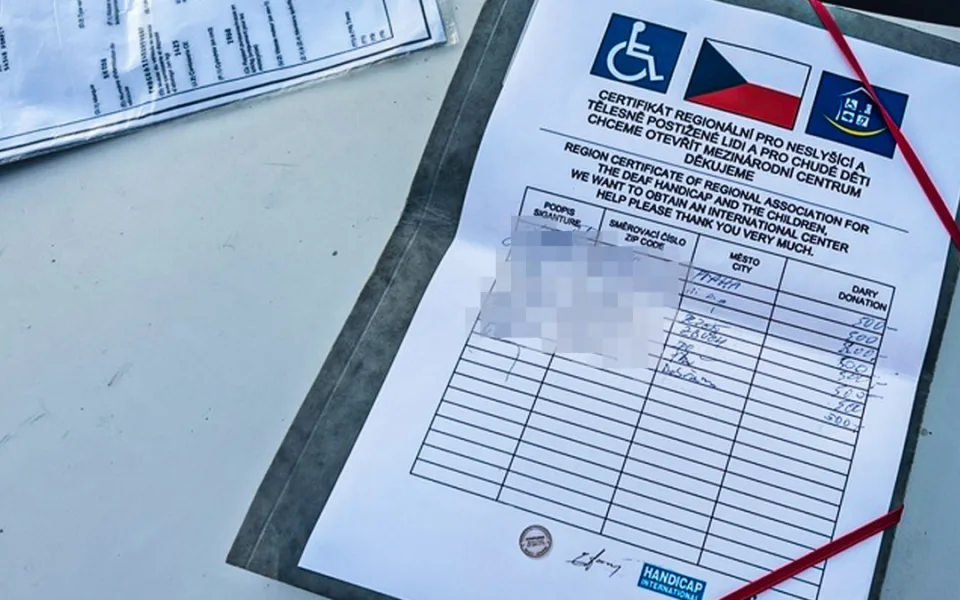 Protokol o poskytnutí darů, který posloužil jako důkaz