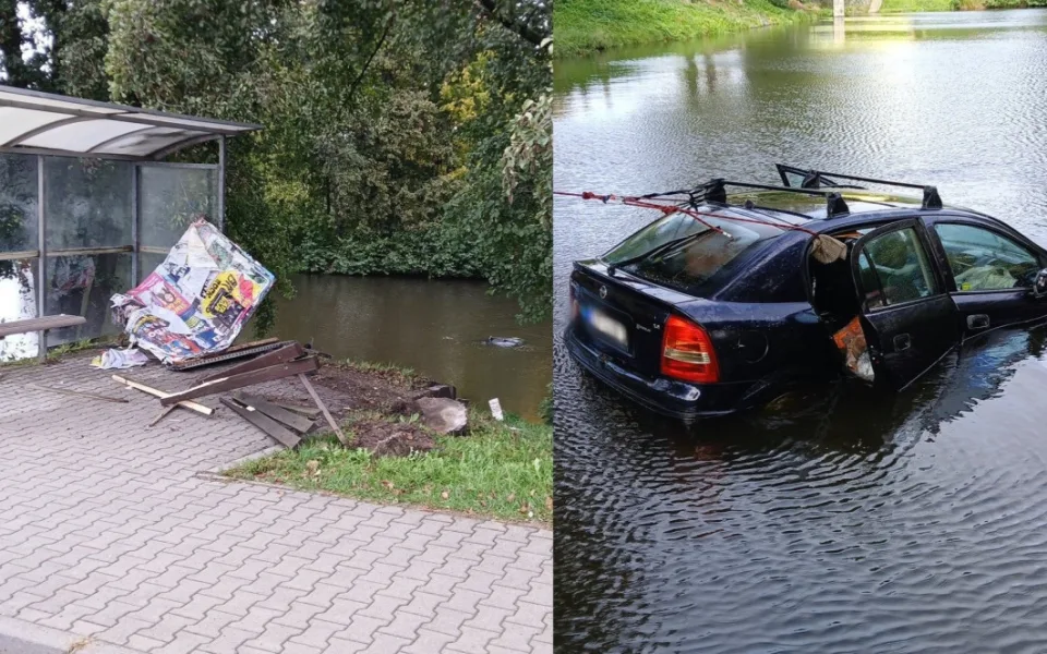 Auto se seniorem proletělo zastávkou, skočilo do rybníka a celé zmizelo pod vodou