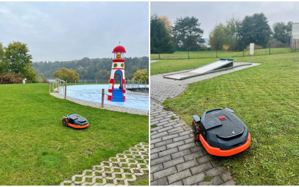 Areál Škodaland brázdí šest robotických sekaček, rozhlehlé plochy sekají v noci