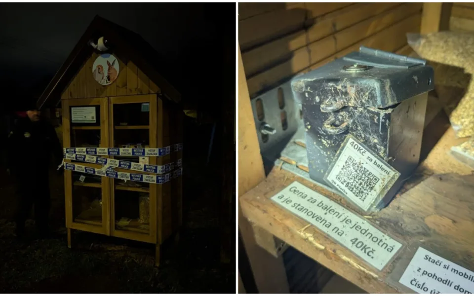 Zloděj vyrazil krást v reflexní vestě, vyhlédl si samoobslužnou boudičku s krmením
