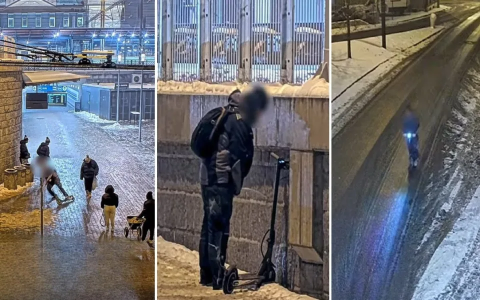 Bizarní video opilého koloběžkáře na ledě. Pád, močení na zeď i jízda v protisměru