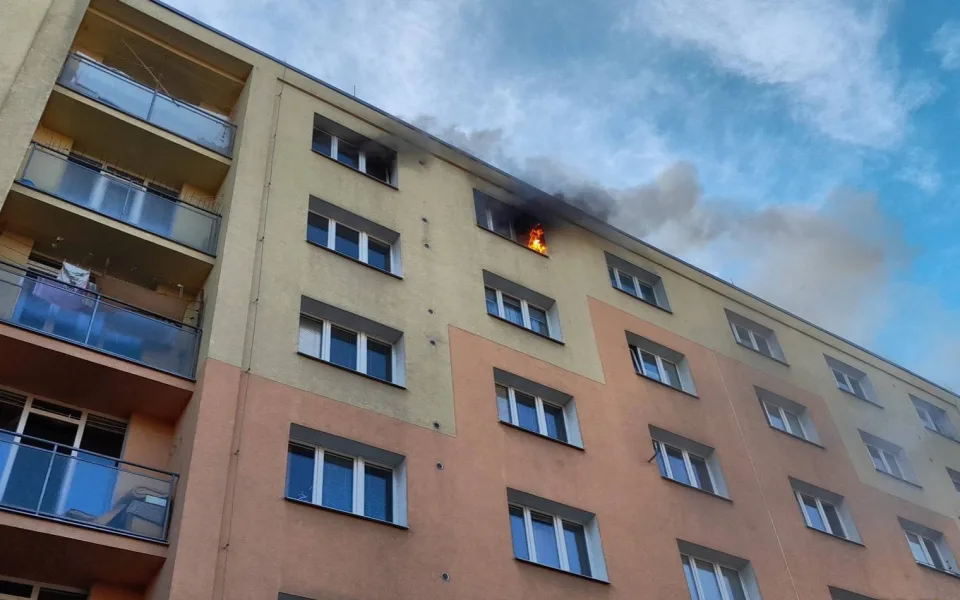 Požár bytu v Plzni
