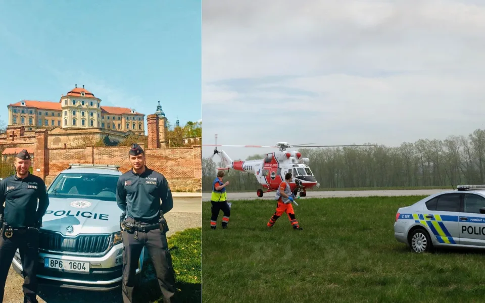 Policisté nadpraporčík Kraus spolu s podpraporčíkem Brabcem se okamžitě zapojili do záchrany života