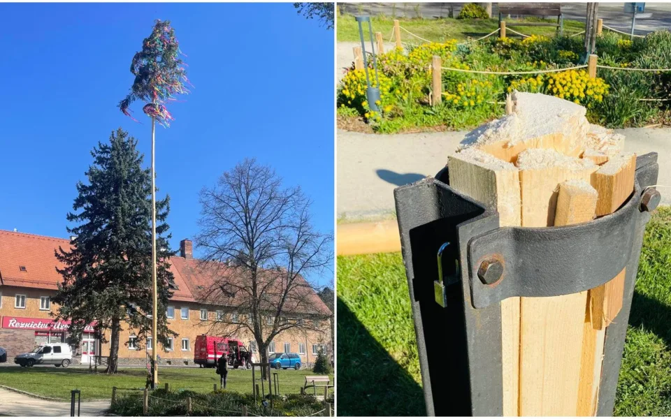 Pokácenou májku znovu postavili, dvojitá kolosální ostuda komentují místní