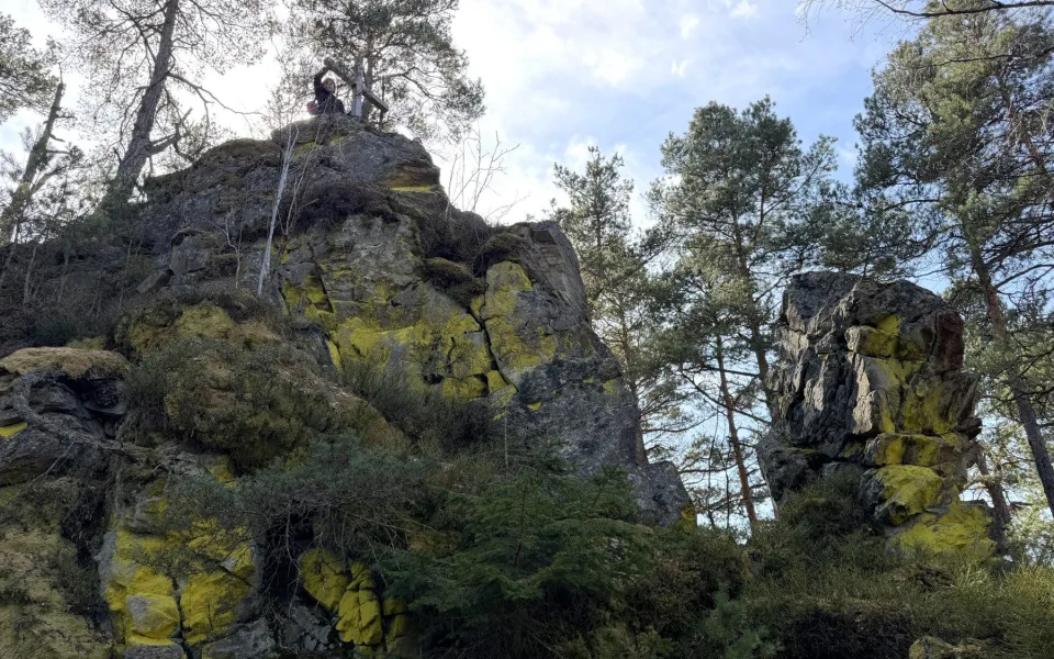 Maierova skála se nachází v lese nad Rejštejnem