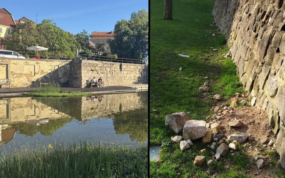 Kamenné zdi v Mlýnské strouze jsou v havarijním stavu. Letos začne jejich oprava