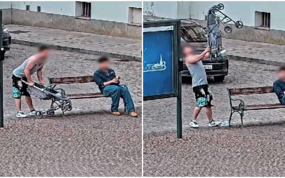 VIDEO: Cizinec hodil kočárek před jedoucí auto, nebezpečná zábava ho vyšla draho